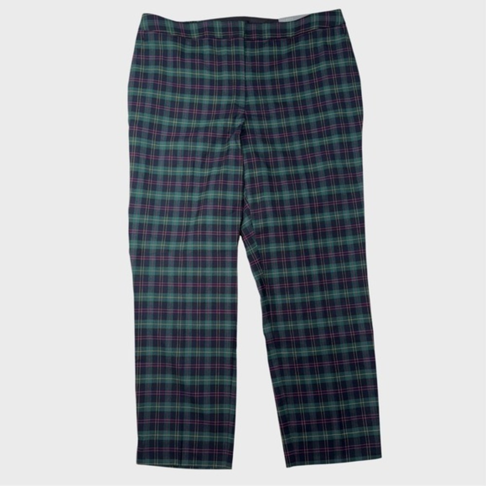 Talbots‎ NWT Women Sz 16W Preppy Ankle Plaid Green Blue Pants Hampshire